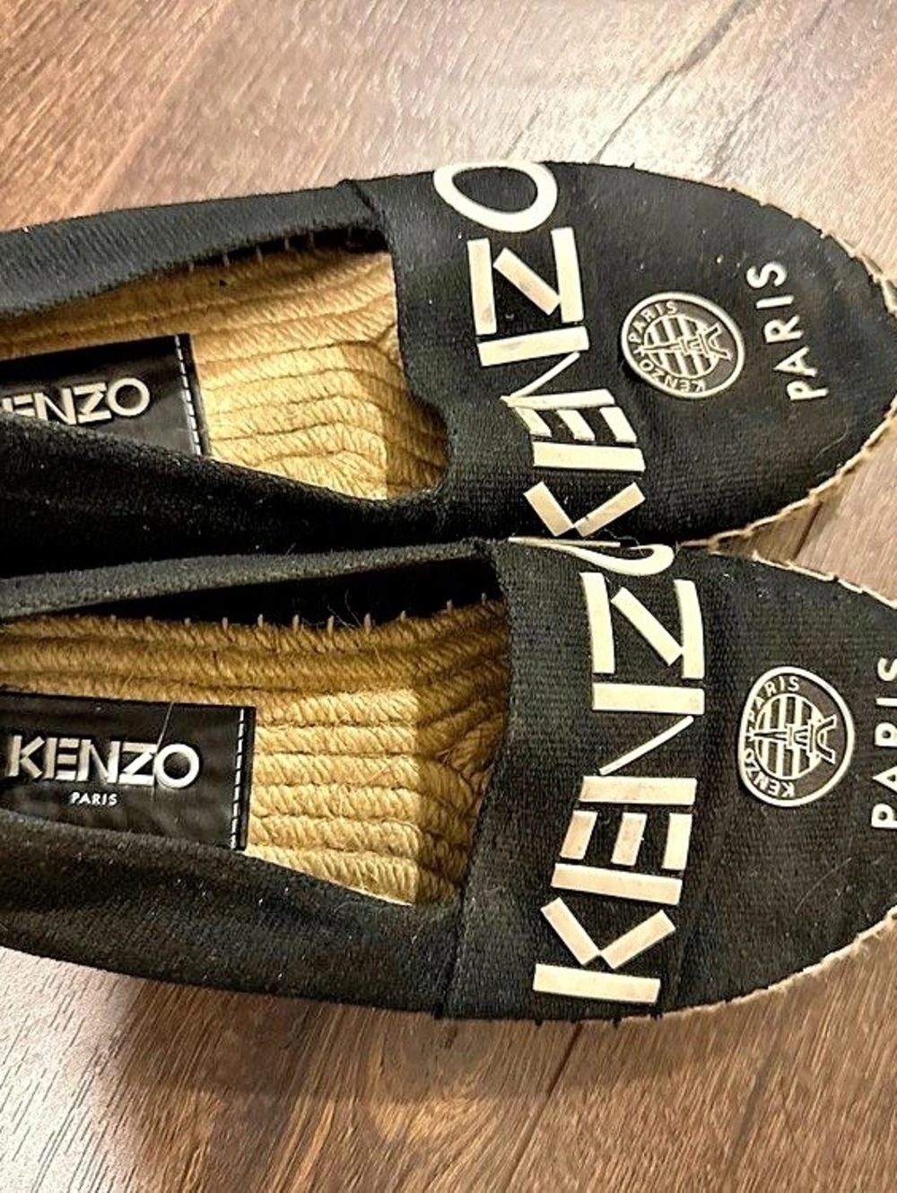 Kenzo Paris Logo Canvas Espadrilles Black & Brown